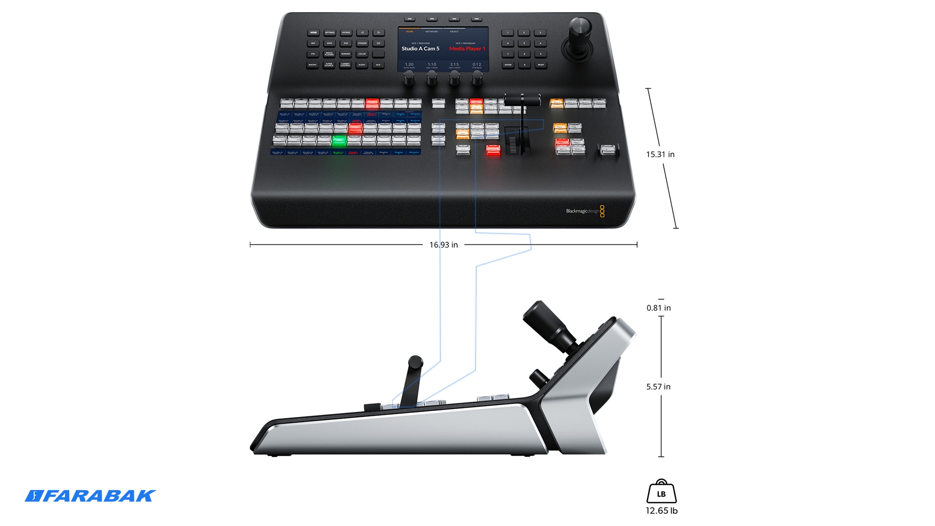 طراحی ارگونومیک و مدرن پنل ATEM 1 M/E Advanced Panel